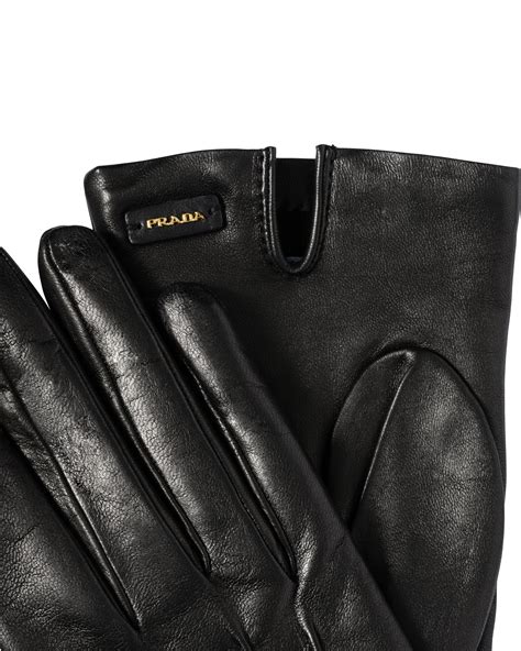 prada leather gloves women's